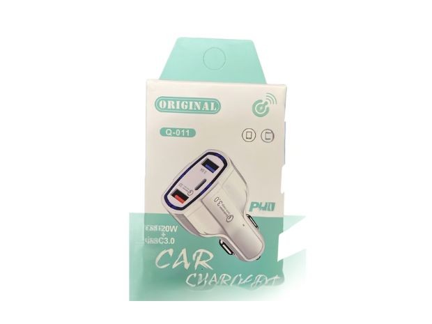 &u+ CARGADOR AUTO PD 20W 2USB + TIPO Q-011
